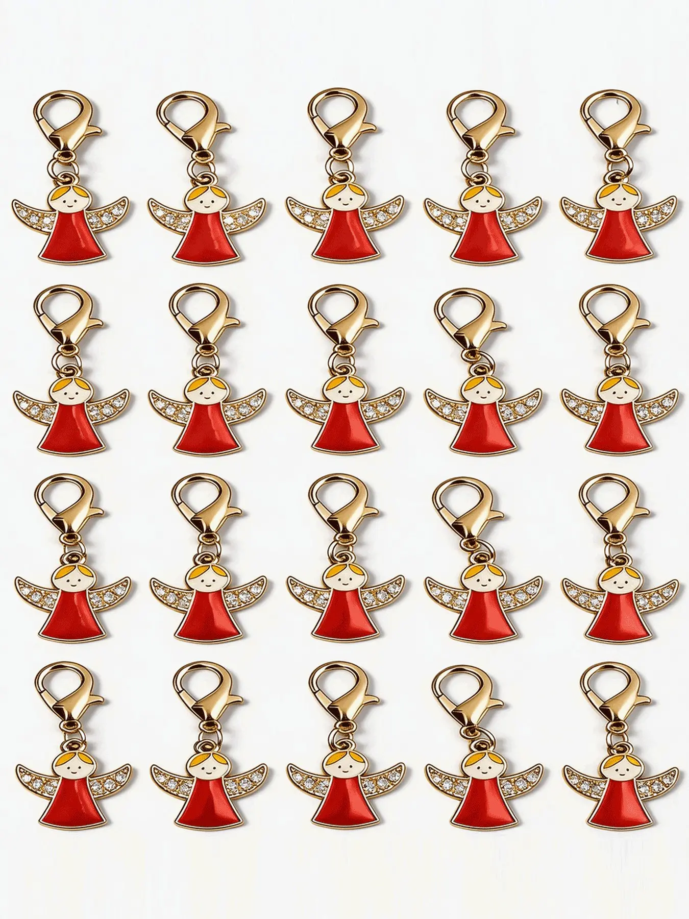 20pcs Christmas Angel Keychains Set, Lobster Clasp Small Charms, Bag Decorations, Women's Fashion Accessories, Holiday Gifts