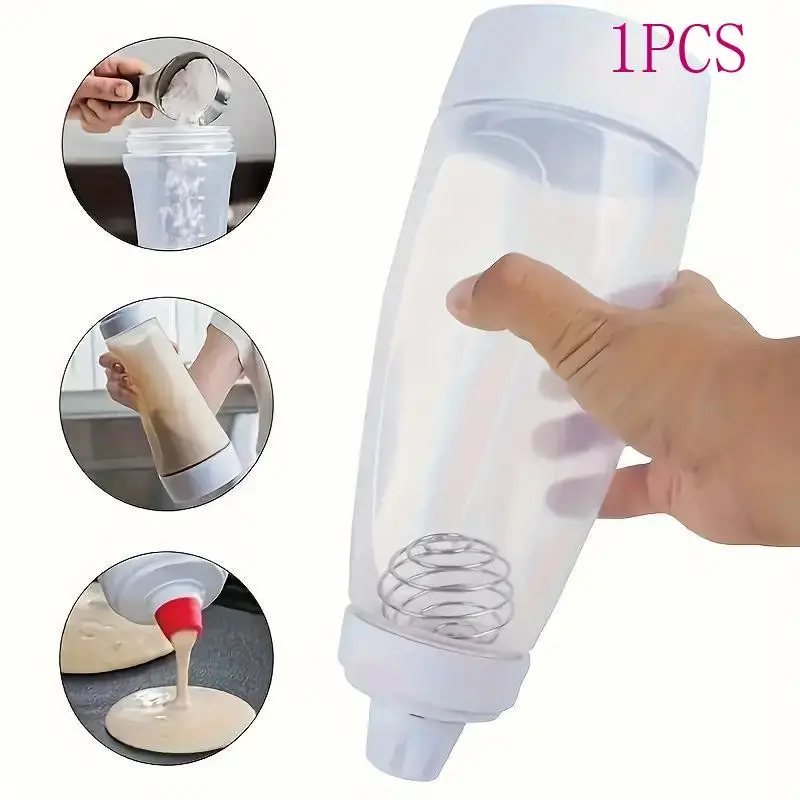 Batter dispensing bottle, home baking batter dispenser, special tool for dividing batter for pancakes, cupcake, and muffins