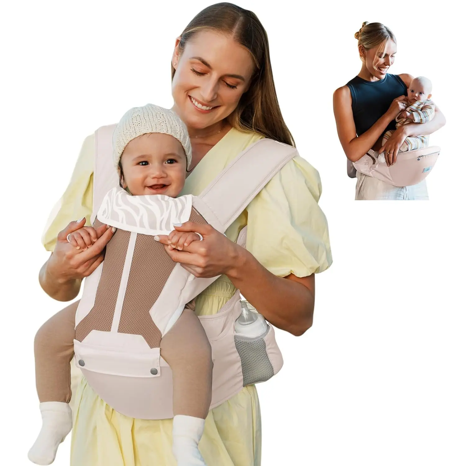 Baby Carrier Newborn to Toddler, 6-in-1 Baby Carrier Plus Size Friendly, Comfy and Supportive, Adjustable Detachable Infant Baby Hip Seat Carrier for 7-50lbs