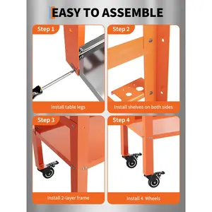 Garvee Heavy-Duty 1200 lbs Welding Table Workbench – 36" x 18" Steel Top, Lockable Wheels, Tool Rack & Tray, 4 Tool Slots, 5/8" Fixture Holes, Perfect for Welding and Repair Tasks