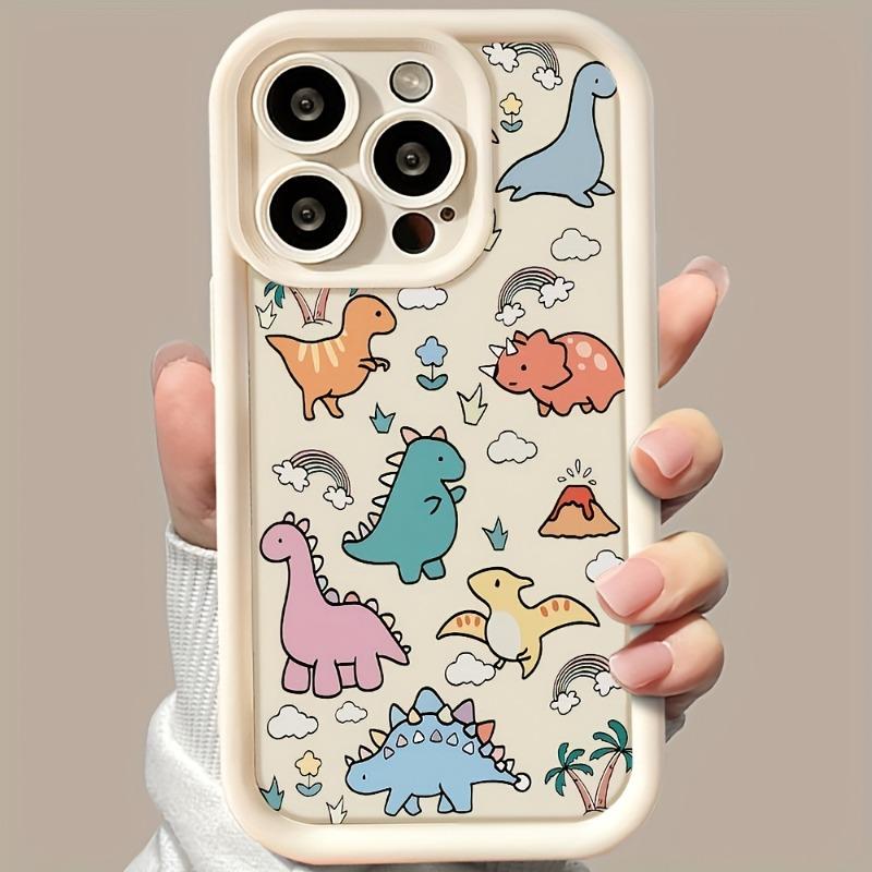 Colorful And Cute Dinosaur TPU Pattern Case for iPhone 16 15 14 Pro Max 13 12 11 XR XS E Plus Shockproof Full Camera Protection Durable slim Silicone Cover