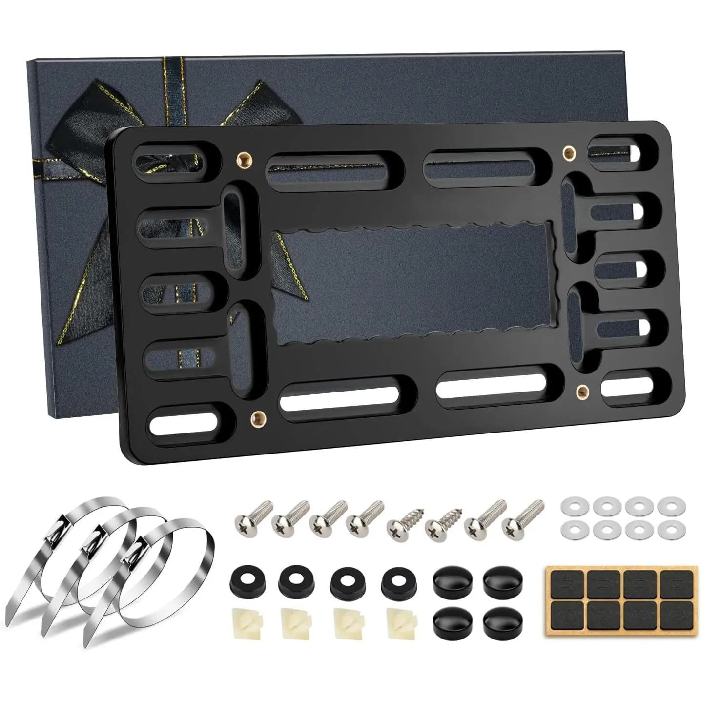 No-Drill Front License Plate Mounting Kit - Universal License Plate Bracket Holder for Cars, Trucks & SUVs with Stainless Steel Hardware & Anti-Theft Screws