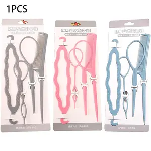 Children & Adult Braiding Tool Kit, Complete DIY Hair Styling Set, Diy Hair Styler for French Braid, Ponytail, High Bun, Includes Comb, Clips, Ring Tools