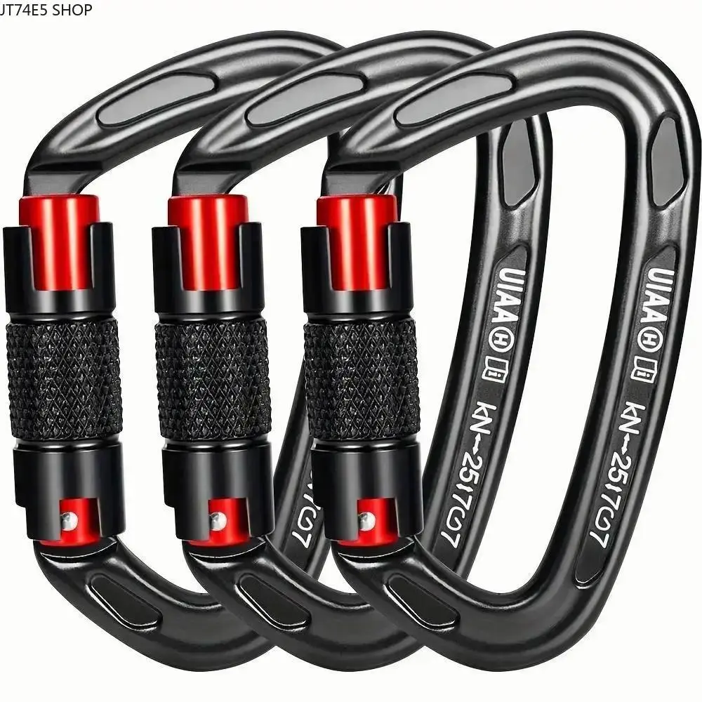 25KN Auto‑Locking Climbing Carabiner Clip, Aluminum Alloy Multipurpose Buckle Hooks for Climbing, Camping, Hiking, Fishing, Outdoor Gear, Keychain & Rope Attachment