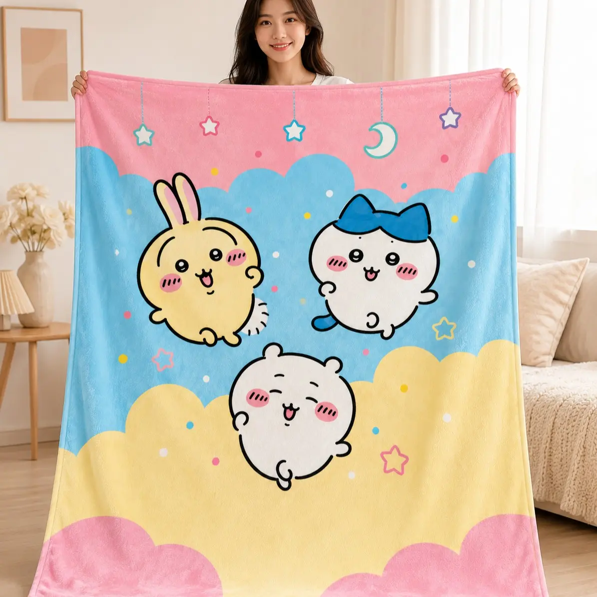 Chiikawa Blanket, Soft and Warm, Cute and Practical, All-Season Cover, Portable and Easy to Store, Perfect for Home and Travel