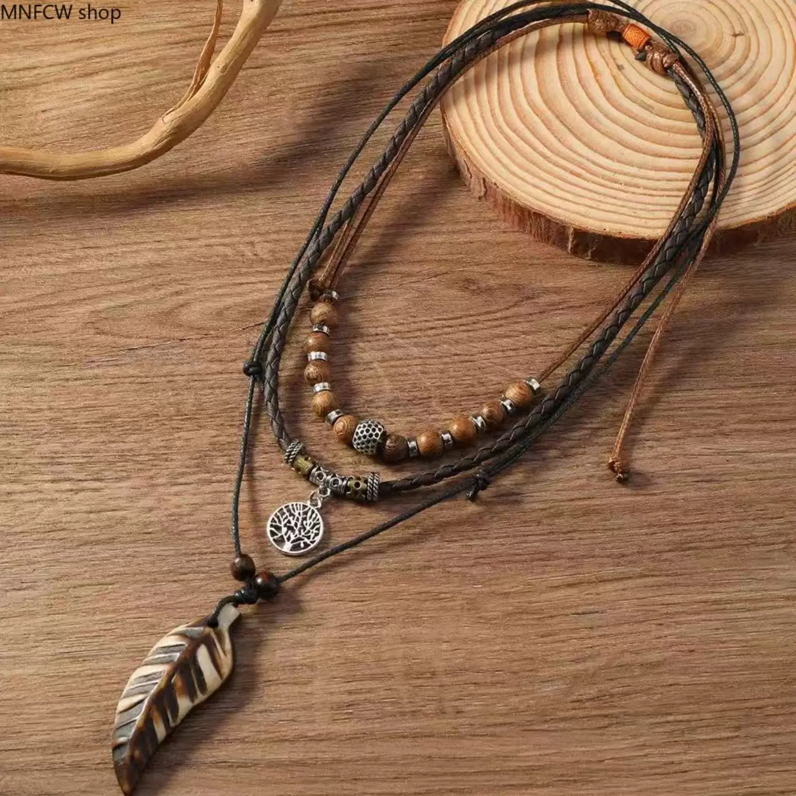 Male Adjustable Turquoise & Leather Cord Necklaces - Retro Multi-Layer Beaded Pendant, Casual Streetwear Outfits Accessory for Sports & Outdoor Camping & Hiking Hammocks Use, Daily, Layered Stack, Friends, Alloy Accent, Jewelry