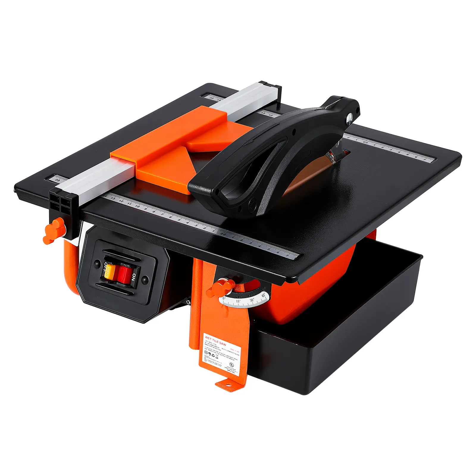 7 Inch Portable Wet Tile Saw With Water Reservoir 6500 RPM Pure Copper Motor 0 To 45 Degree Angle Bevel Cuts Diamond Blade Benchtop Tile Cutter For Ceramic Porcelain Stone, Tile Cutters