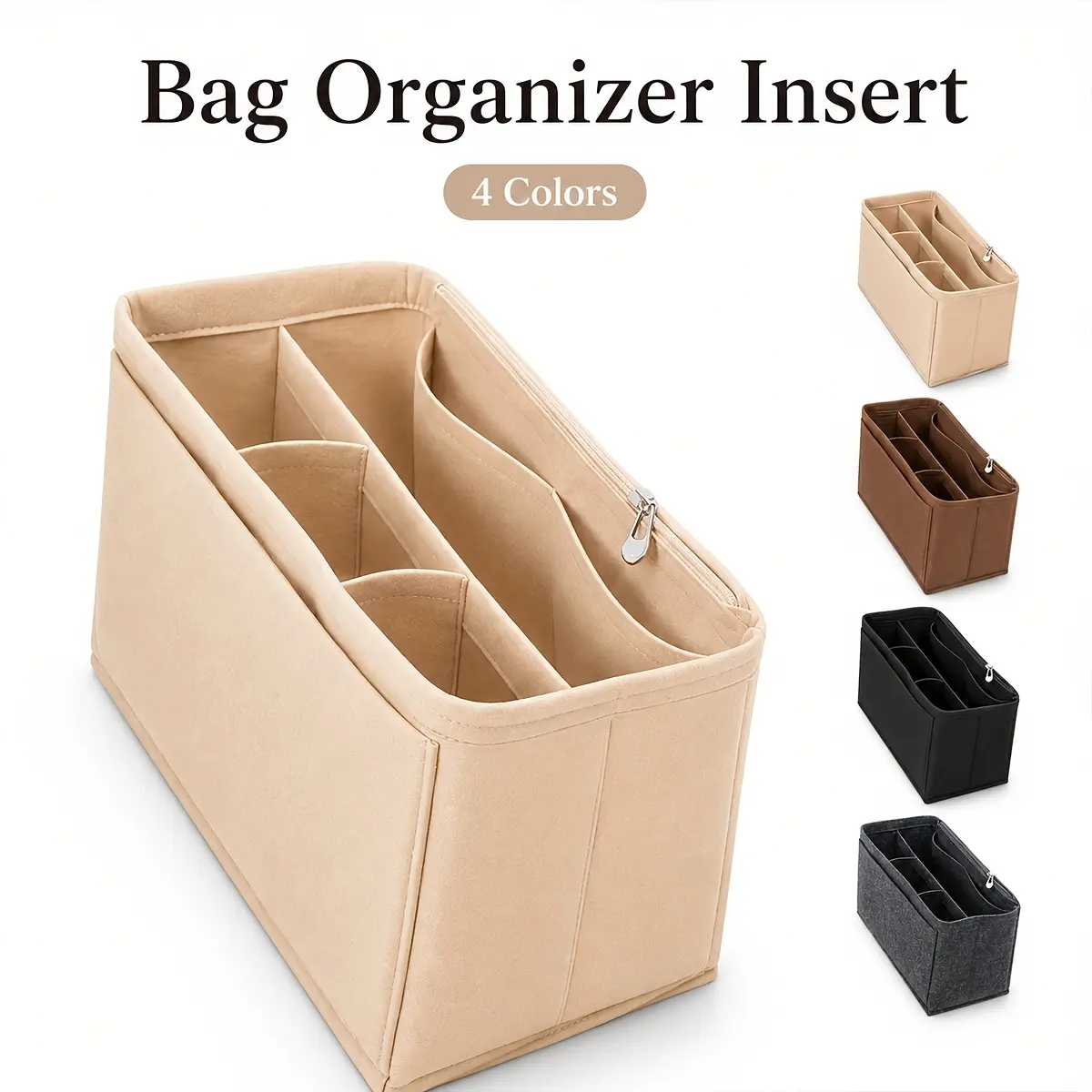 Ladies Wrist Bag with Felt Insert Dividers & Soft Padding - Spacious Cosmetic Suitable for Travel, Multi-Compartment Handbag for, Lightweight Storage for,,, Durable Fabric System, Shelf Baskets