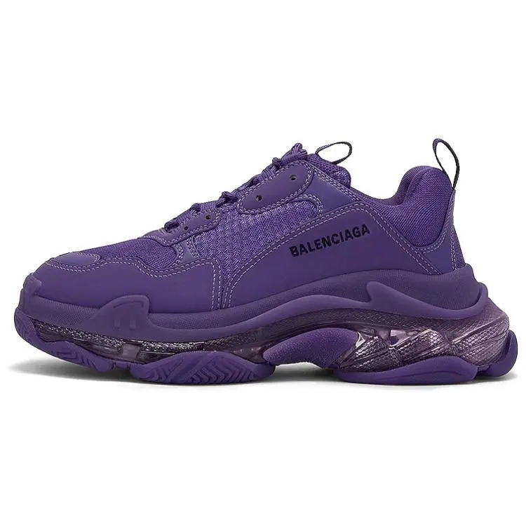 Balenciaga Triple S Leather Lace-Up Low-Top Dad Sneakers for Men in Purple Verifiable, with credentials and supporting global authentication