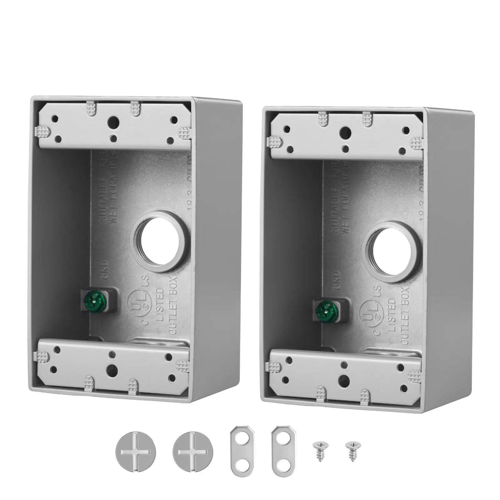 Outdoor Electrical Box, Weatherproof Outlet Junction Box, Fits 1/2 in, 5/8 in, 3/4 in, Dual Installation Methods