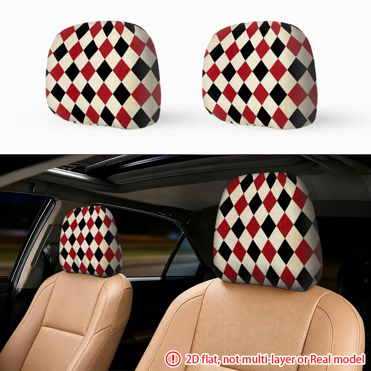 2pcs Orange Eye Fox Car Seat Pillowcase Car Interior Headrest Cover Creative Car Decoration Gift, Fashionable and Durable Design