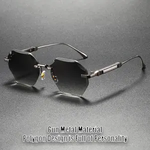 Chic Rimless Sunglasses for Women & Men, Dark-Tinted Flexible Eyewear with UV400 Sun Protection for Driving & OOTD