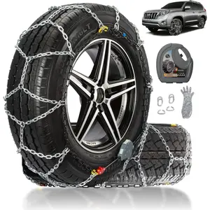 Auto Fixing Snow Chains for Pickup  & SUVs Off-road, Heavy Duty Quick Fit & Easy Installation Snow Tire Chains, Portable   Tire Traction Chain, Set of 2 (HPK-2345)