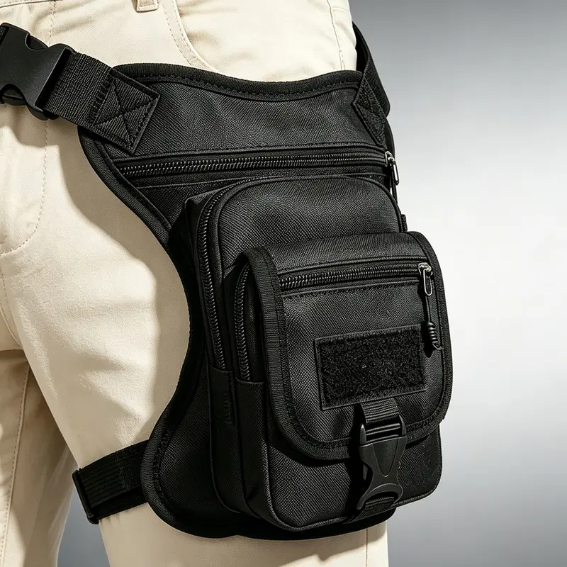 Men's Large Capacity Waist Bag with Durable Material and Adjustable Strap, Multi-Functional Sports Backpack, Outdoor Hiking Belt Pouch, Casual Crossbody Bag, Motorcycle Riding Leg Pack