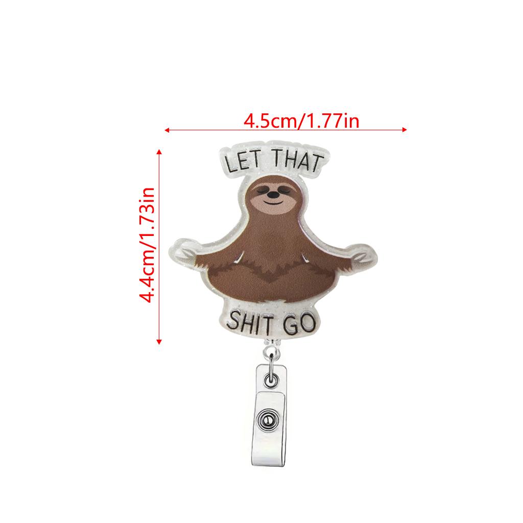 Sloth Design Retractable Badge Holder, 1 Count Cute Badge Scroll Badge Clip, ID Card Pack for Student Office Staff Doctor Nurse Teacher