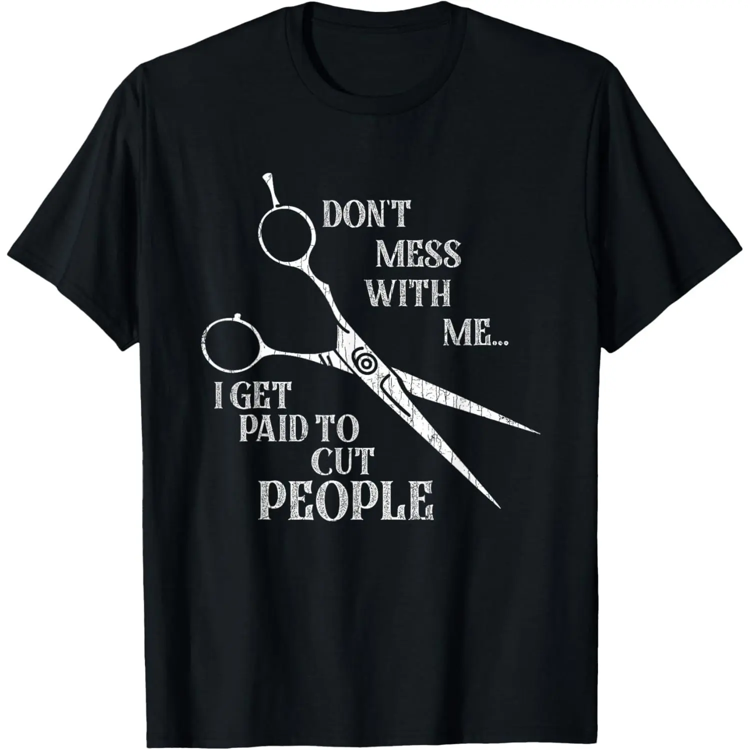 Men's Casual Cotton Short-Sleeve Graphic T-Shirt - Retro Print, Sarcastic "I Get Paid To Cut People" Quote, Barber Humor Gift for Barbers, Athletic Menswear Top