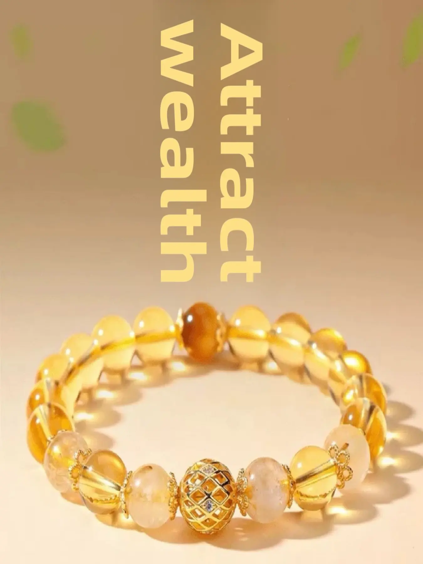 Natural Citrine Bracelet For Women Gold Rutilated Quartz Beaded Bracelet Wealth Attracting Luck Boosting Snake Year Mascot Jewelry Non Natural Crystal Bracelet Anklet