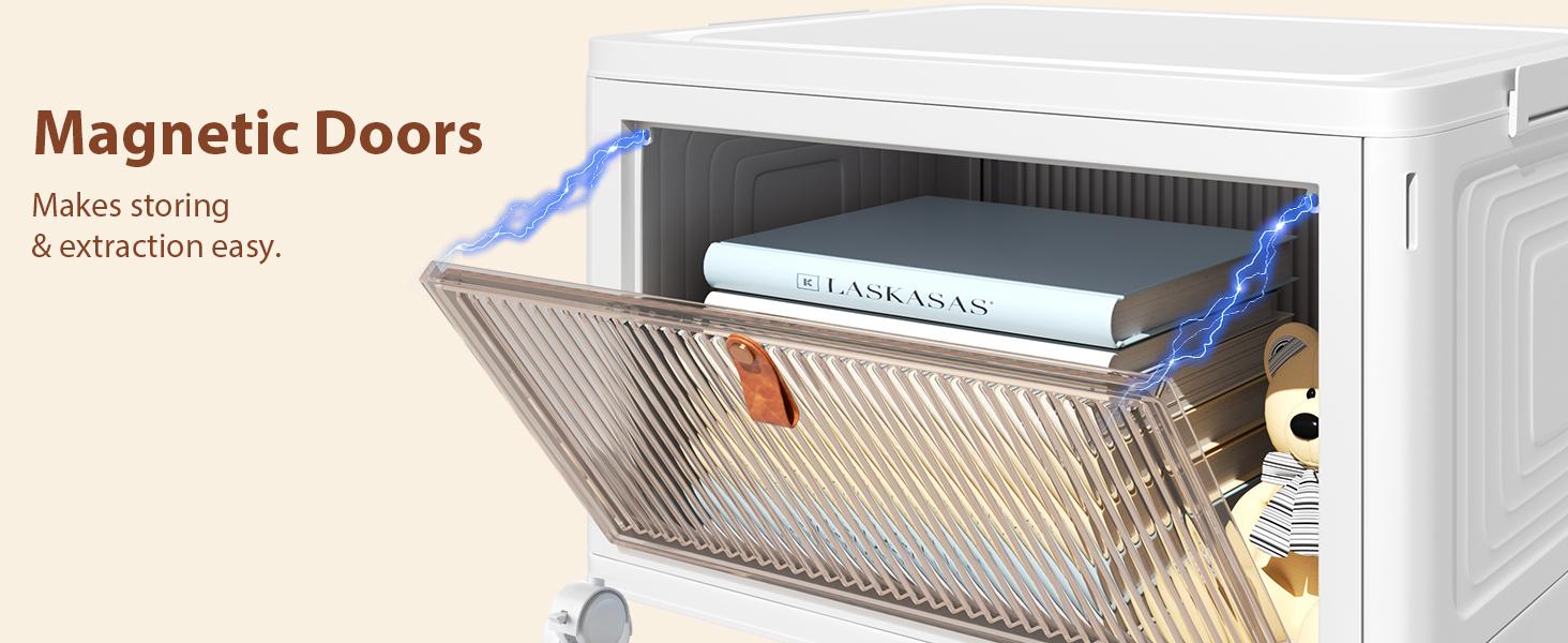 4 Tier Stackable Plastic Storage Bins with Lid and Wheels - 23 QT Closet Organizers and Storage, Foldable Storage Containers, Organization and Storage Boxes for Craft, Home, Pantry, Dorm, Grey