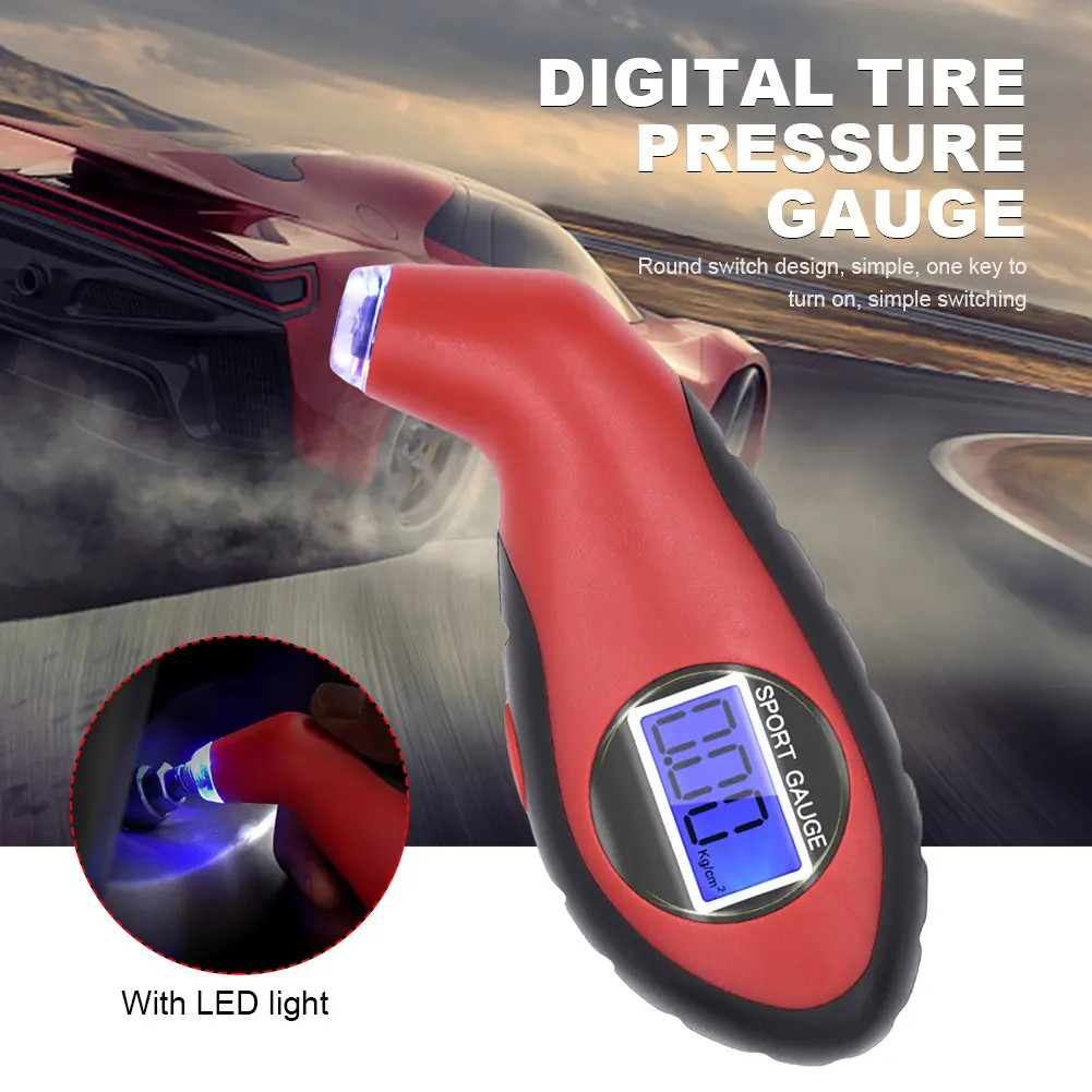 High-Precision Digital Tire Pressure Gauge with LED Backlight - LCD Display, Easy Unit Conversion, Durable ABS Construction