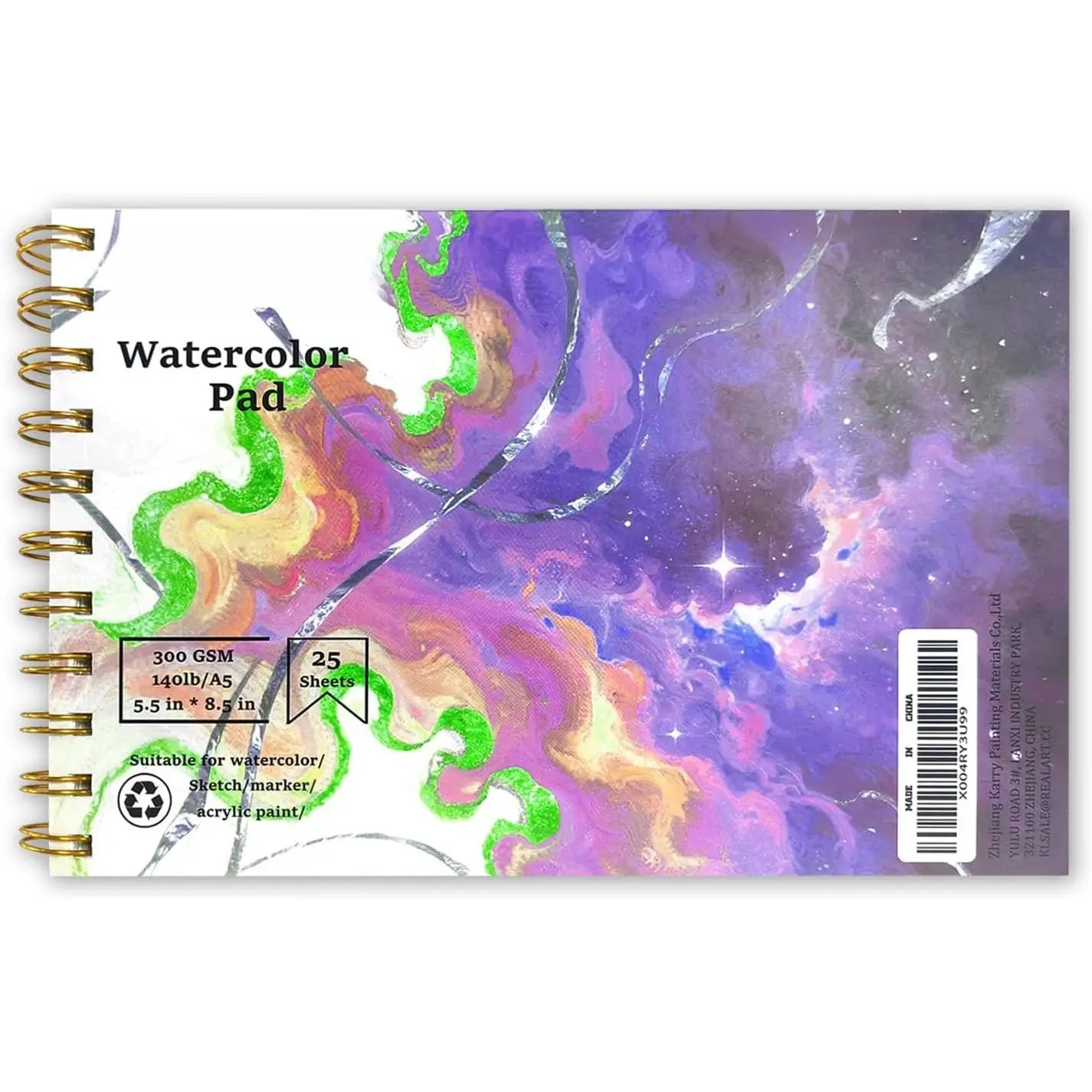 Watercolor Paper Pad, Double-Sided A4 and A5, 140lb/300gsm, 25 Sheets Thickened Painting Book (A5)