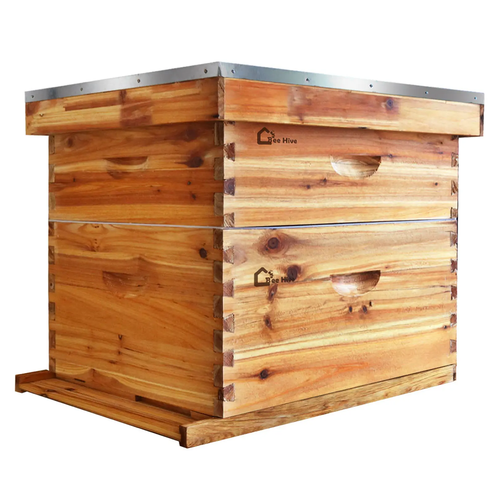 10-Frames Complete Beehive Kit, 100% Beeswax Coated Bee Hive Includes 1 Deep Box and 1 Medium Bee Box with Beehive Frames and Beeswax Coated Foundation for Beekeeping Supplement