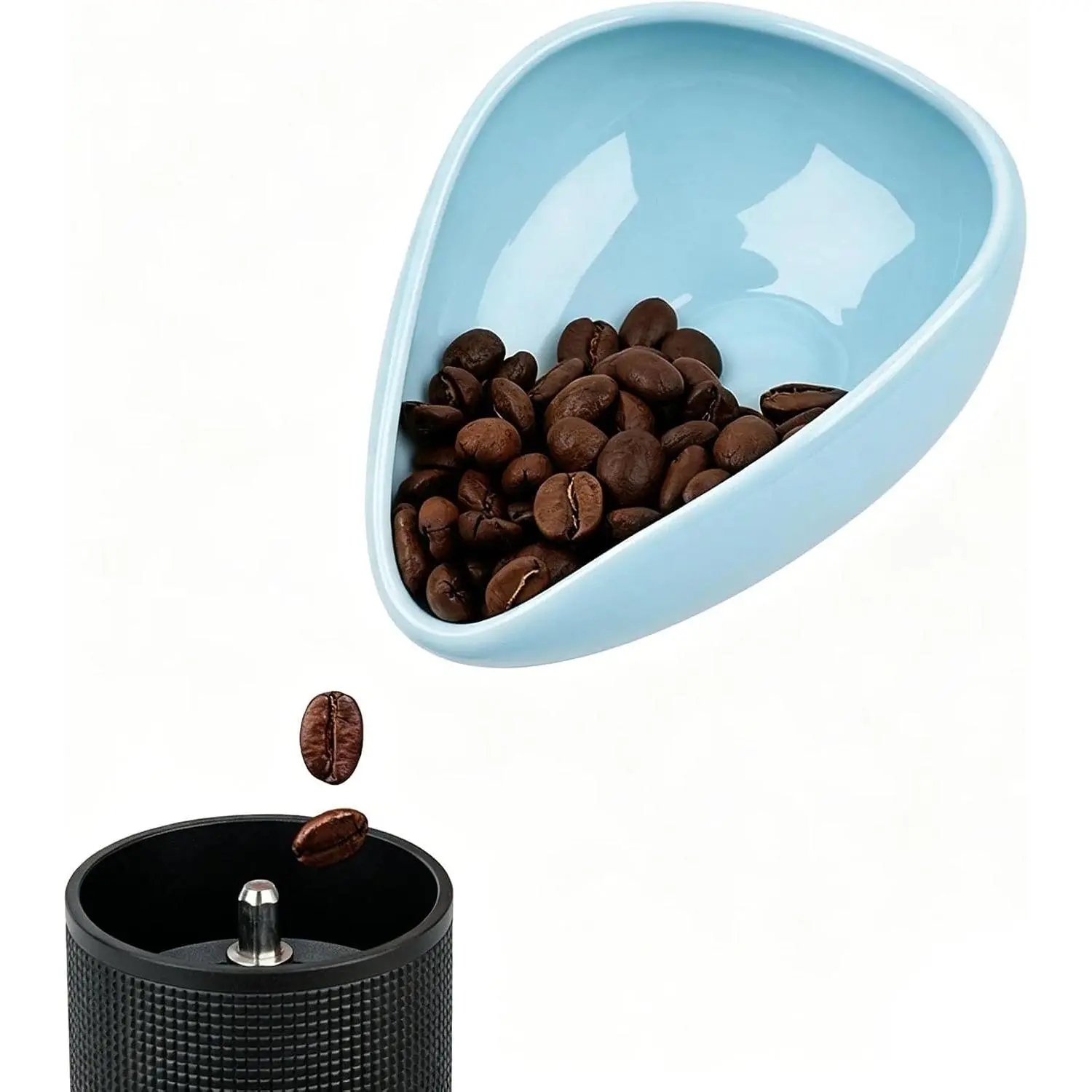 Ceramic Coffee Dosing Cup &  Storage Tray, Single Dose Measuring Container for Coffee Beans & Loose Leaf  Dosing Vessel, Sky blue