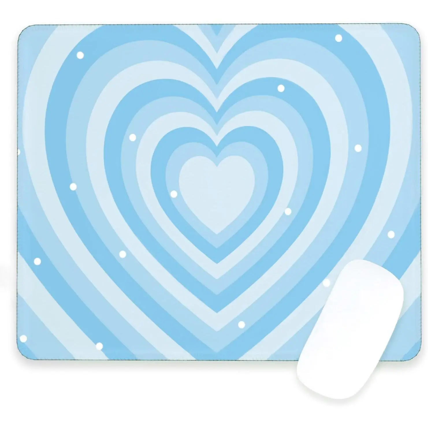 Light Blue Cute Kawaii Heart Girly  Pad, Cutecore Gamer Girl Room Decor Desk Accessories (9.4 X7.8 Inch)