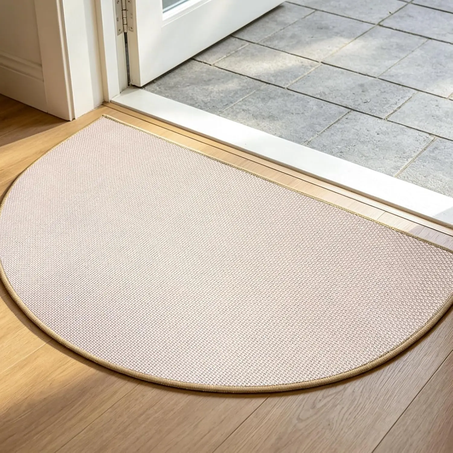 Half Circle Door Mat, 19.6 x 31.4 Inches, Solid Color | Non Slip, Washable, Absorbent, For Front  Door and Entryway