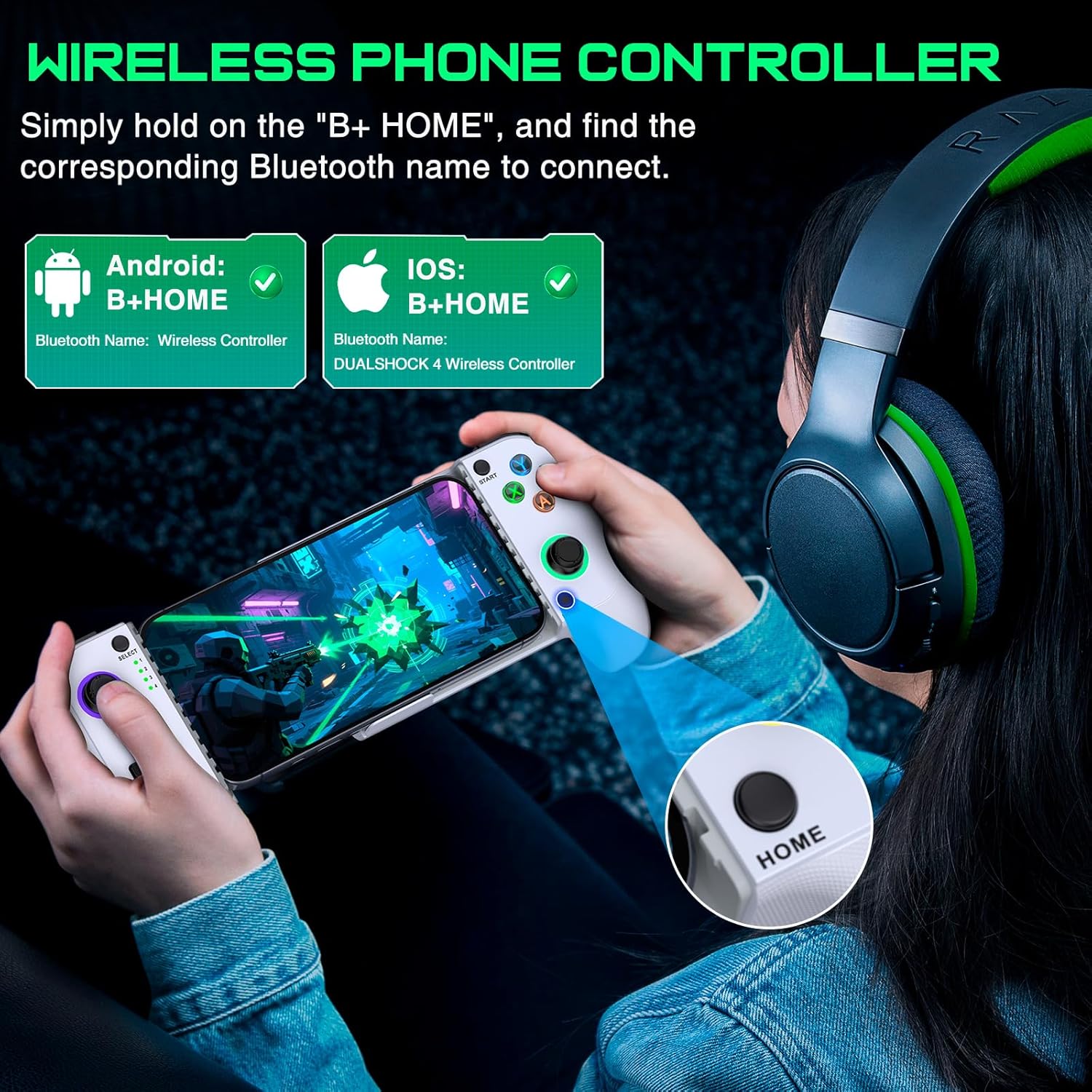 for   Controller - Compatible with  16/15 & Android, Mobile Gaming Controller with Hall Joysticks, Phone Case Support,  Phone Controller for   Pass, Steam Link & More,