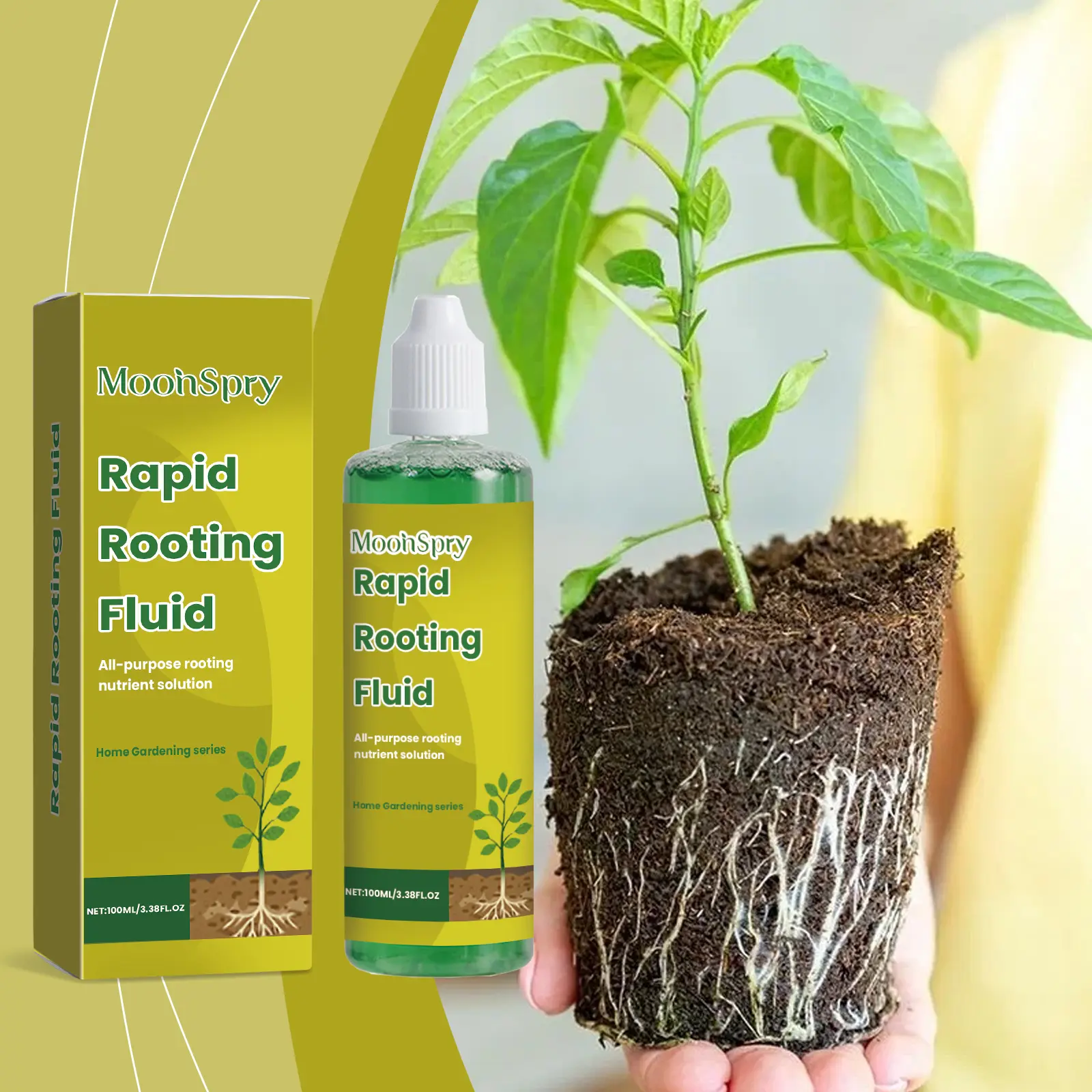 MoonSpry Universal Plant Rooting Liquid Fertilizer - Pro-Grade Root Activator Formula with Deep Cellular Activation, Fast Growth Cycle Support, Indoor Pots & Garden Use