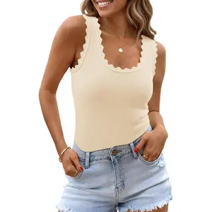 Saodimallsu Womens Ribbed Knit Tank Top Summer Sleeveless Square Neck Casual Basic Slimming Sweater Vest Tops