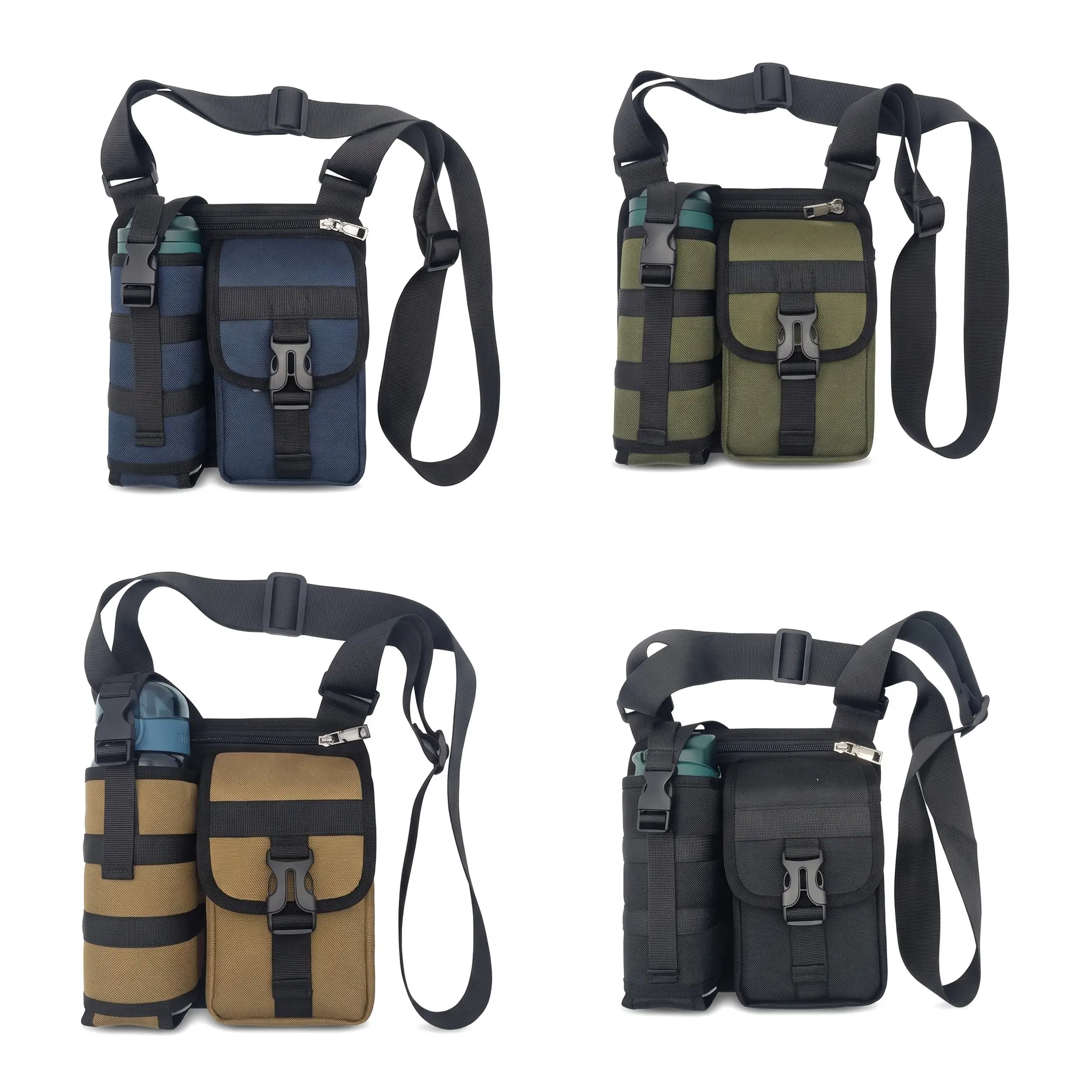 Waterproof Crossbody Bag, Chic Oxford Fabric Sling for Travel & Walking, Foldable Lightweight Hands Free Design with Zip Closure & Water Bottle Holder