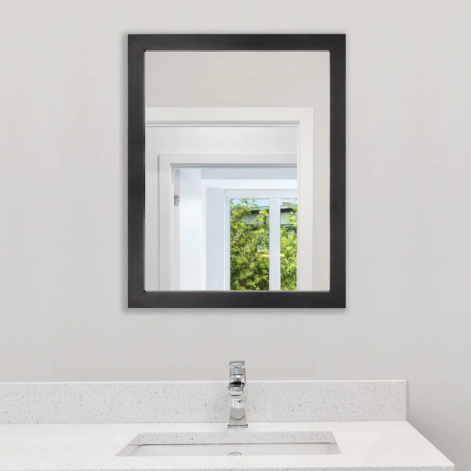 Phore Rectangular Wall Mirror Black Bathroom Mirror 16" x 20" Wall Mirror for Entryway, Bedroom, Living Room