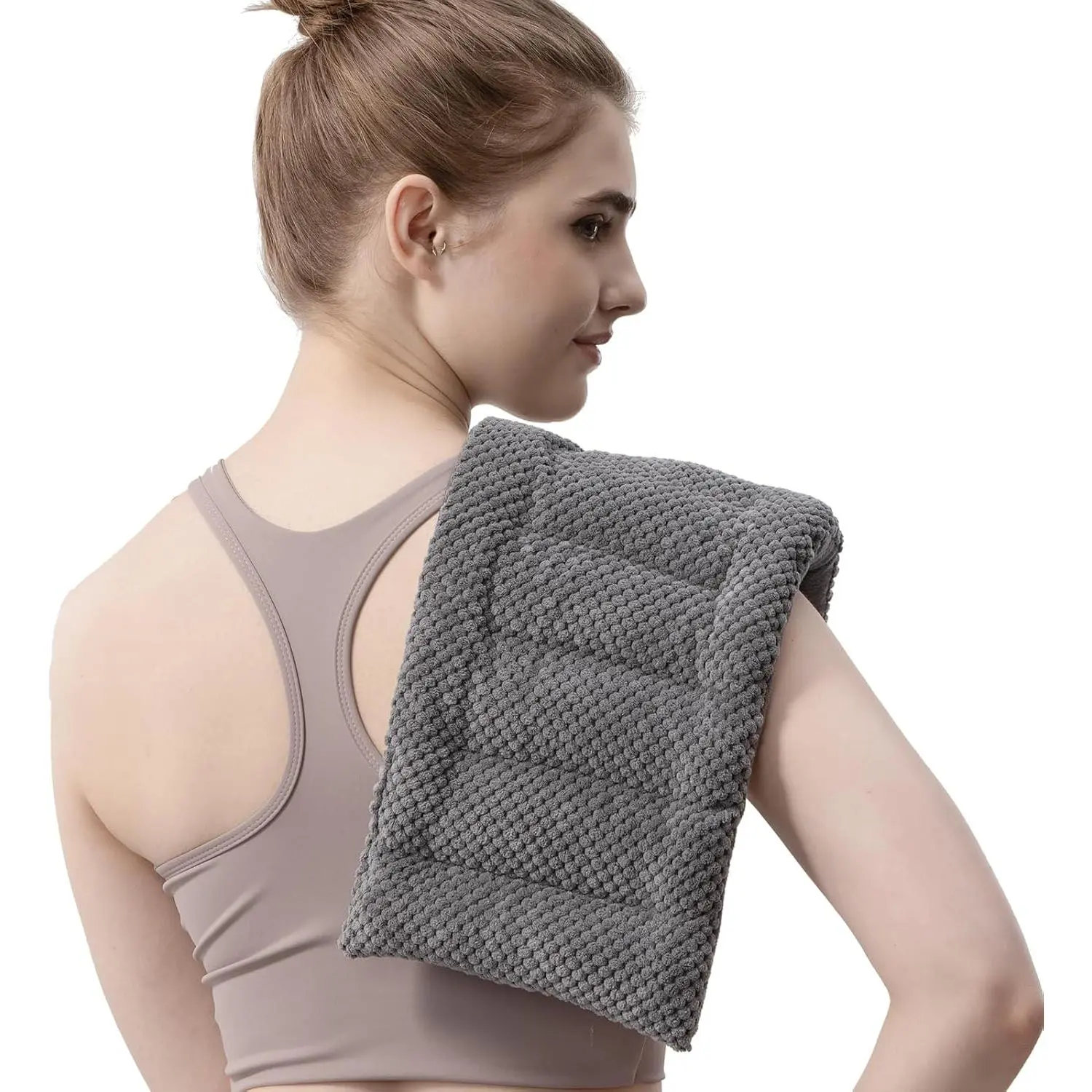 1.8 LBS Weighted Microwave Heating Pad 16x7 Inch Microwavable HotPack for Muscle Pain Relief Soothes Aches in Shoulders Lower Back Abdomen Reusable Moist Heat Therapy