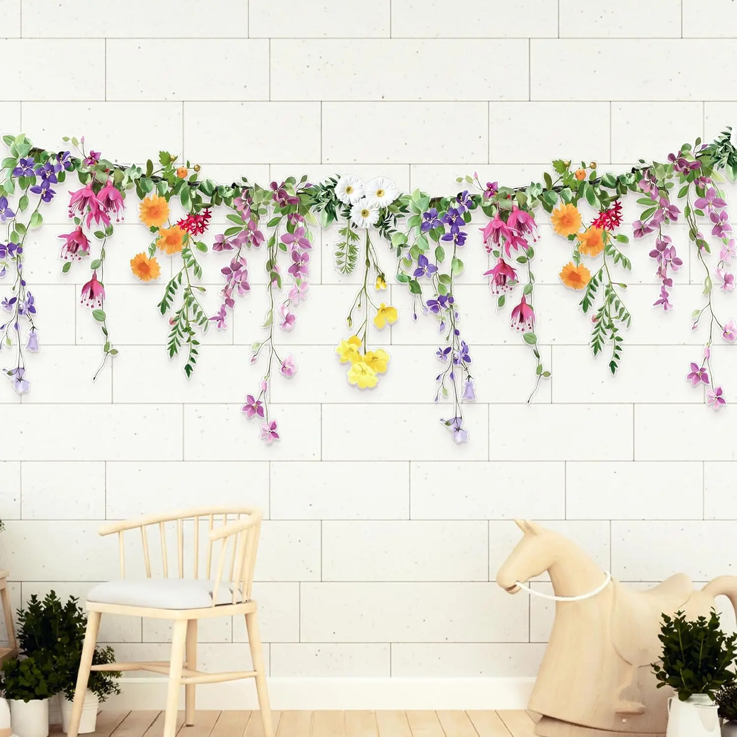 Flower Banner Wildflower Garland Floral Party Decorations  Banner Whimsical Decor for Enchanted Garden Floral Woodland Birthday  Party Garden Wedding Onederland  Shower