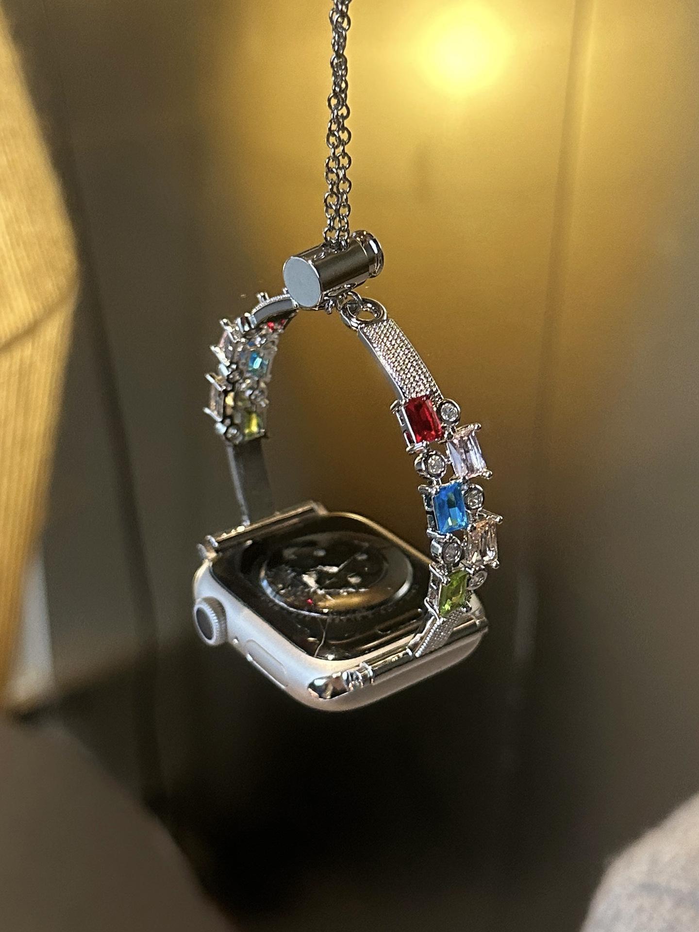 Candy Square Rhinestone Bracelet Watch Band, Stylish Strap Compatible With Apple Watch Series 4 5 6 7 8 9, Shiny Elegant Design For Women's Daily Wear