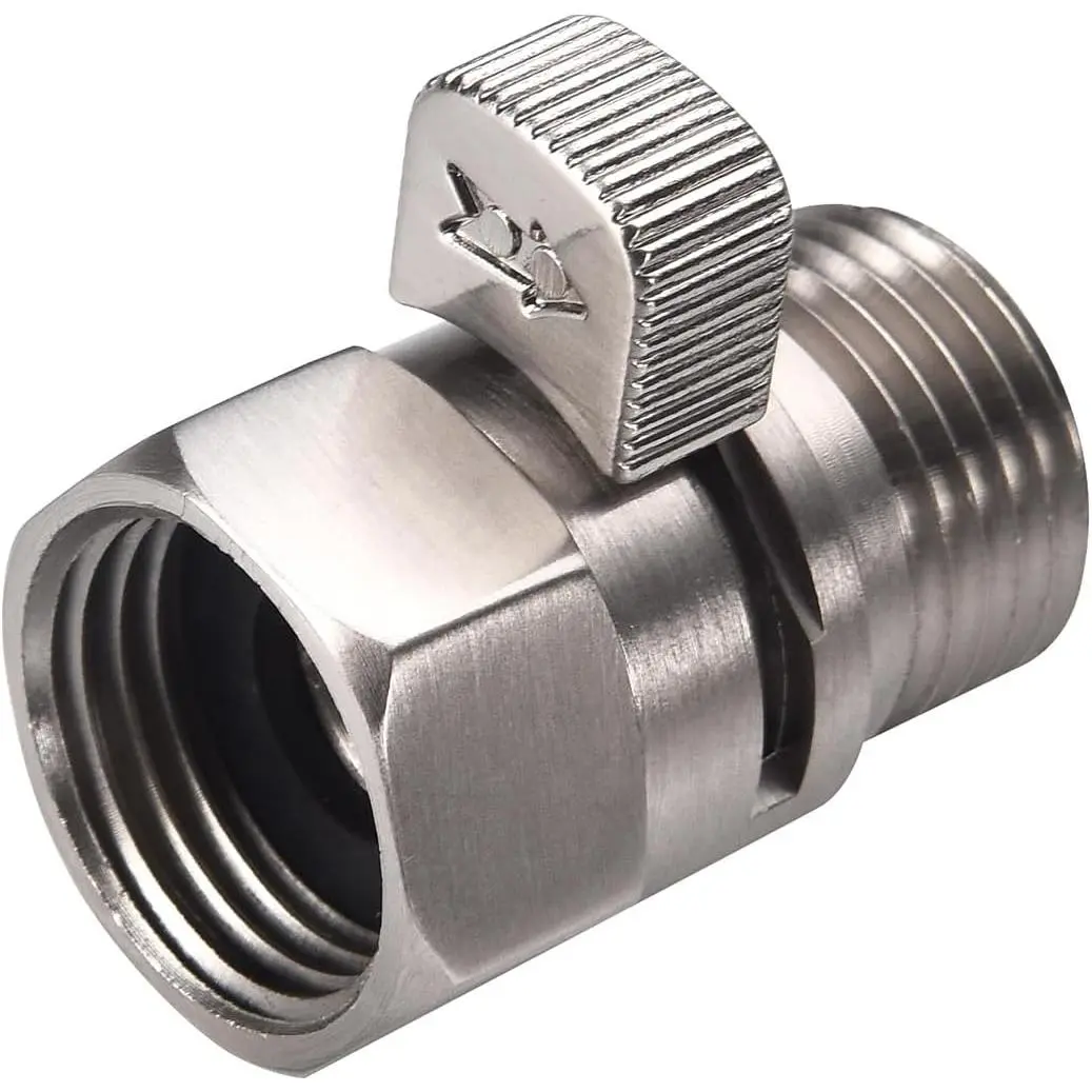 Brushed Nickel 1/2" Brass Water Flow Control Valve - Shower Head Shut Off Valve, Handheld Shower Pressure Regulator Replacement Part