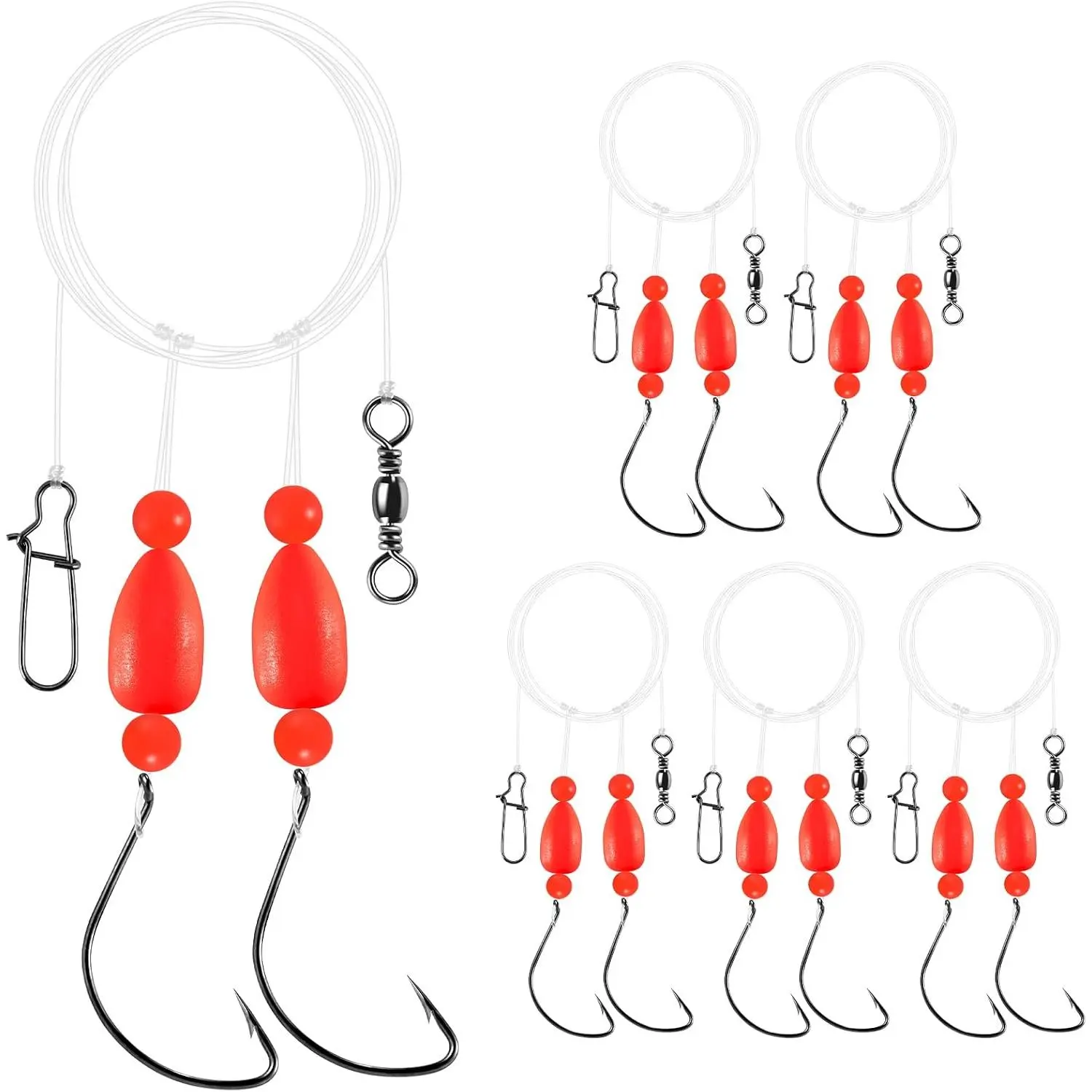 5-Pack Pompano Rigs Surf Fishing Rigs with Snell Floats, Saltwater Live   Swivels Duo Lock Snaps Circle Wide Gap Kahle Hooks  for Beach Surf Casting Pier Jetty Fishing