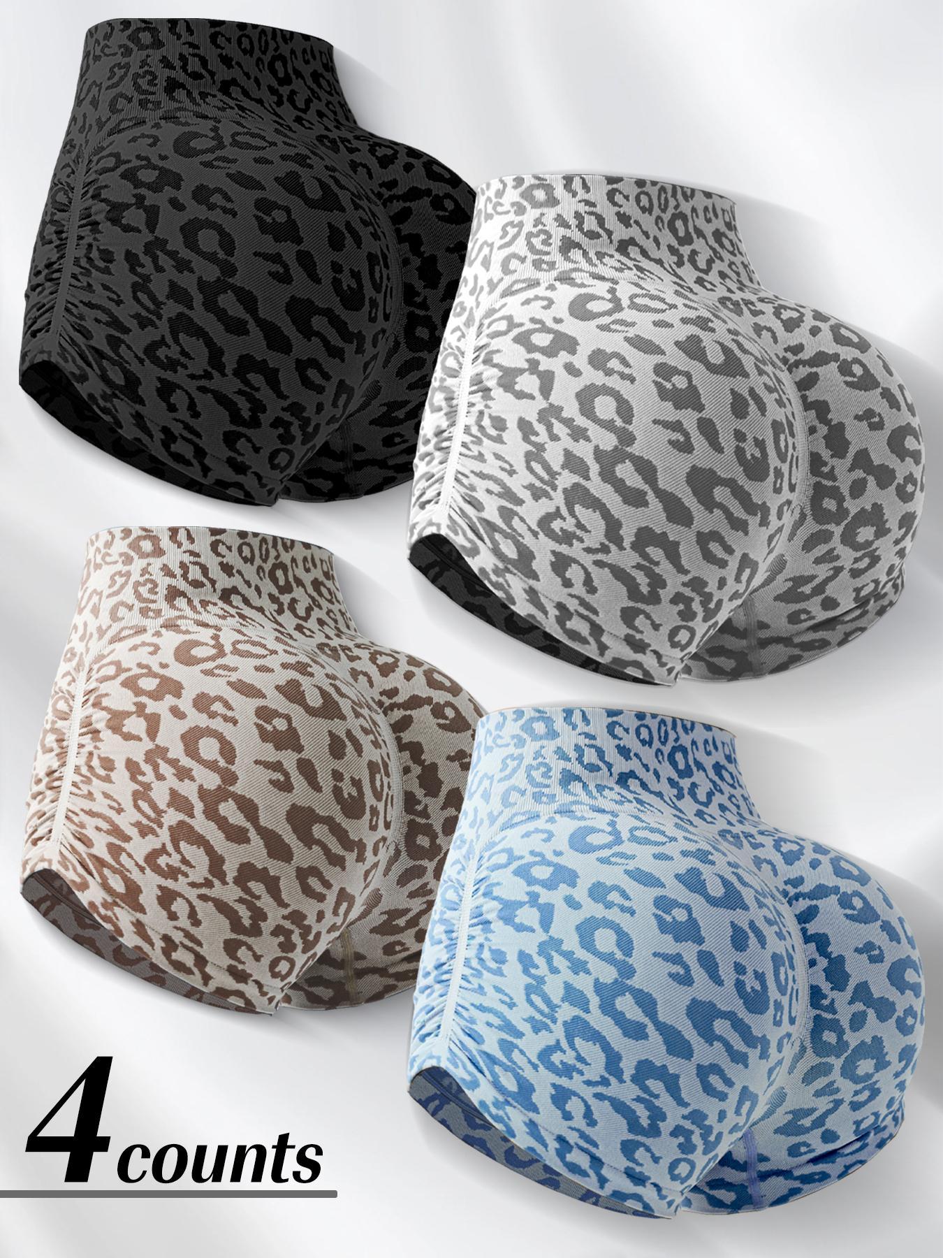 Women's Leopard Print Ruched High Waist Gym Shorts, Breathable Comfortable High Stretch Yoga Shorts, Ladies Sportswear for Indoor Outdoor Wear, Gym Clothing, Workout Impact Shorts