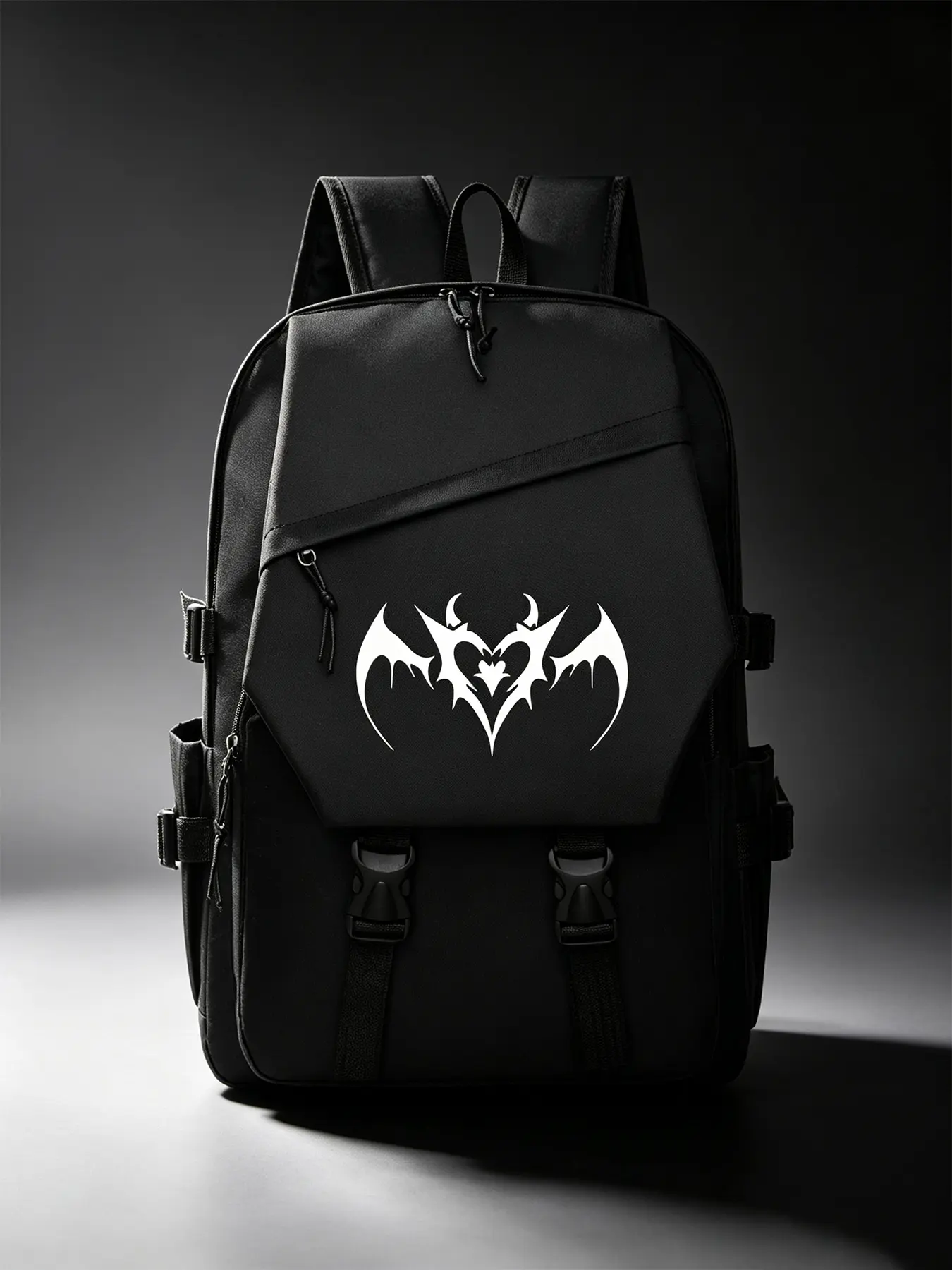 Gothic Heart Pattern Casual Backpack, Large Capacity Laptop Travel Bag with Zipper Closure & Comfortable Shoulder Straps, School Backpack for Middle & High School Students, Men's Computer Document Bag, Backpacks for school