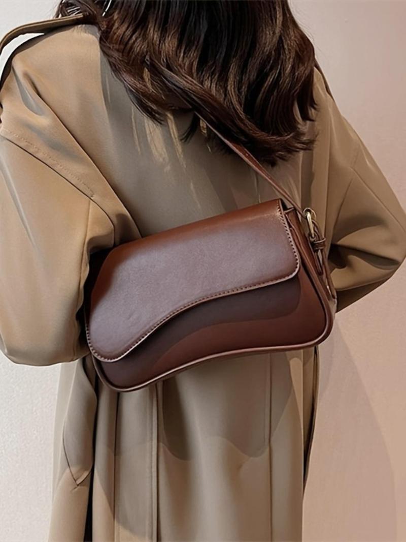 Women's Elegant Solid Color Flap Crossbody Shoulder Bag with Adjustable Strap, All-Season Fashion Commuter Single-Shoulder Purse