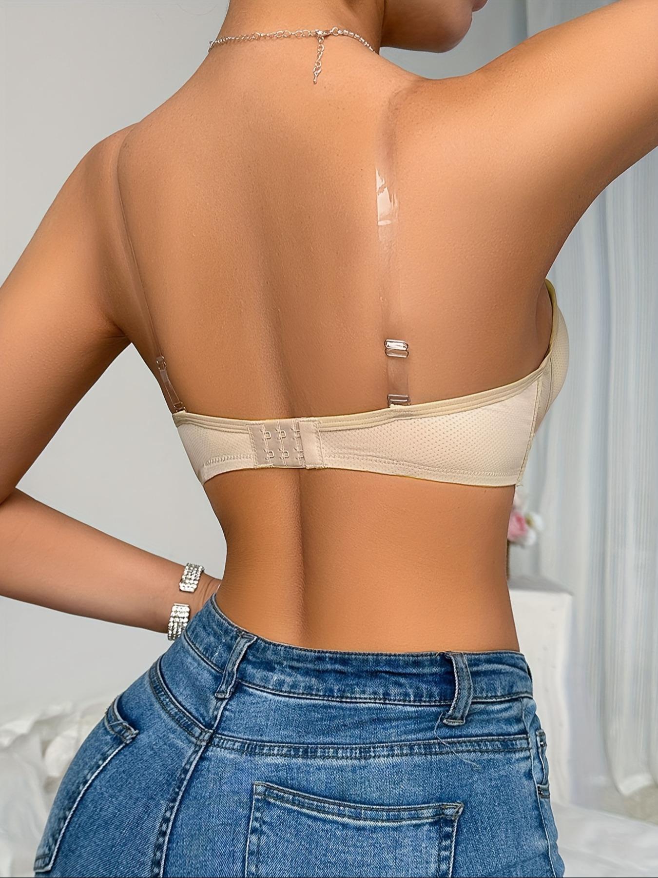 Women's Solid Color Strapless Push Up Bra, Comfortable Breathable Invisible Bra, Women's Lingerie for All Seasons, Womenswear, Seamless Strapless Bra