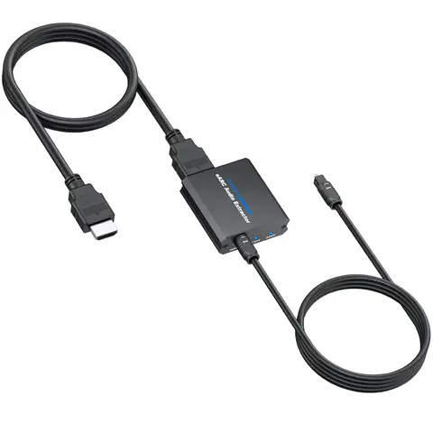 CAMWAY 24bit/192kHz eARC/ARC HDMI Audio Extractor - 5.1 Channel Surround Adapters & Cables for HDTV Ports to Optical Soundbar/Amp, 2.0CH Stereo, 3.3ft Cable, USB, Compact, Easy Setup