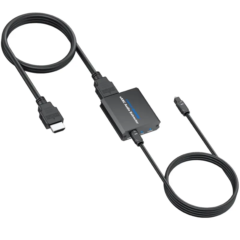 CAMWAY 24bit/192kHz eARC/ARC HDMI Audio Extractor - 5.1 Channel Surround Adapters & Cables for HDTV Ports to Optical Soundbar/Amp, 2.0CH Stereo, 3.3ft Cable, USB, Compact, Easy Setup