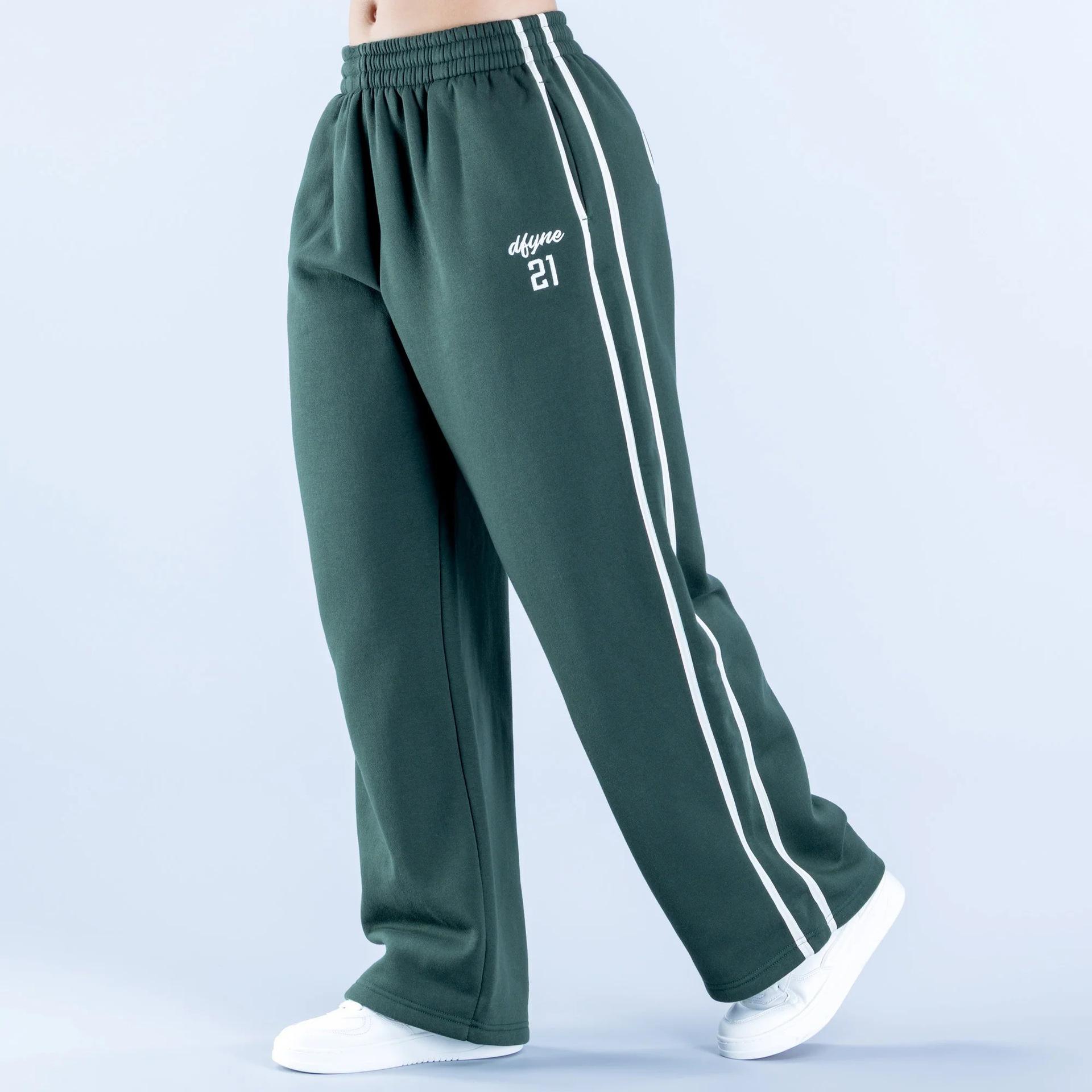 Retro Y2K Color Block Track Pants, Baggy Striped Hip Hop Sweatpants for Ladies, High Waist Zipper Pocket Parachute Joggers, Warm Daily Wear Pants for Campus Student Outfit