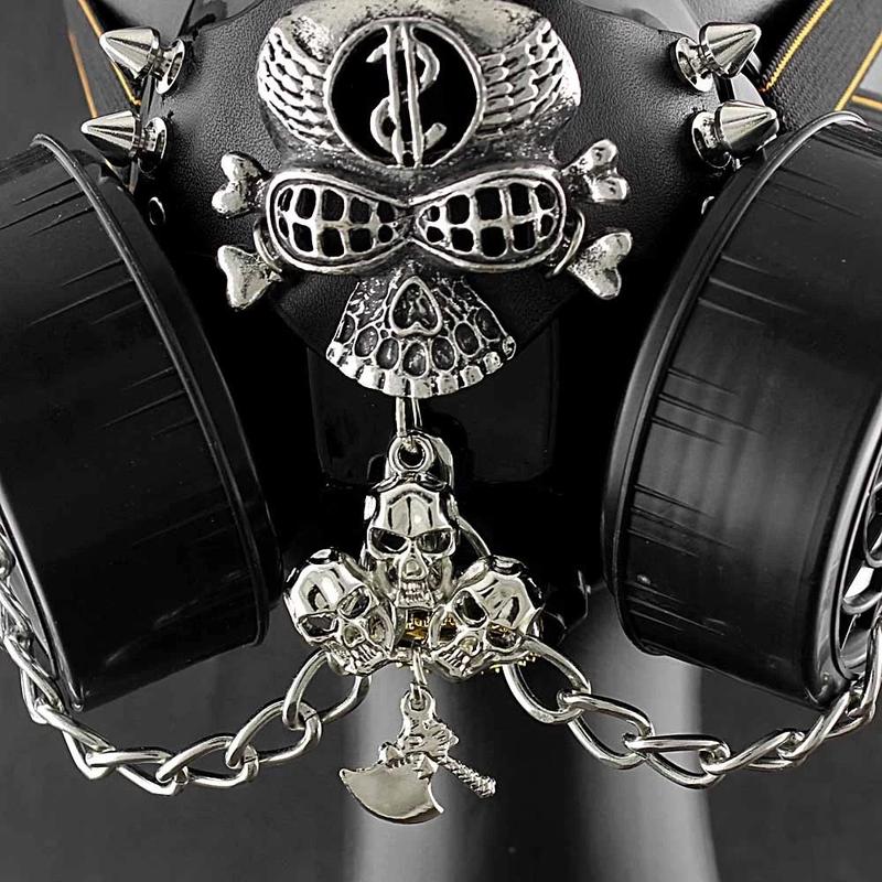 Steampunk Mask Men Masquerade Skeletal Spike Half Face Skull Mask Costume Cosplay Motorcycle Biker Face Mask