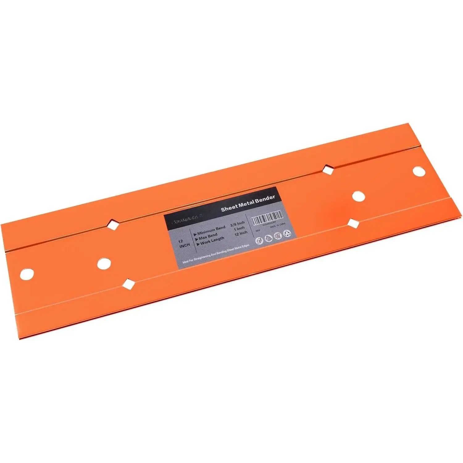 Sheet Metal Bender Folding Tool, 12 Inch Hand Seamer for HVAC Ductwork, Roofing & Metal Panels, 3/8" & 1" Fold Depth, Heavy Duty Steel  with High-Visibility Orange Finish