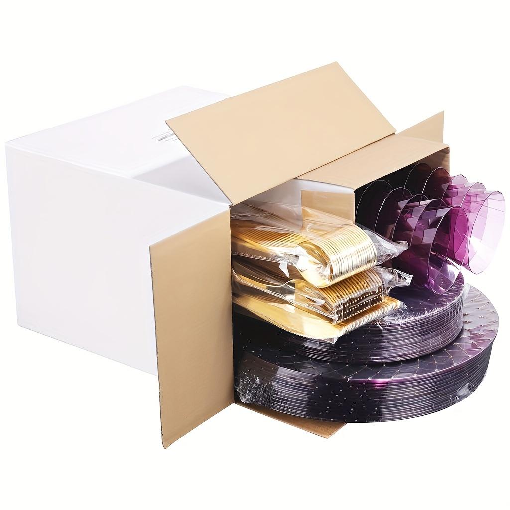 120 Purple Plastic Plates With Disposable Silverware& Cups - Purple Plastic Tableware Include 40 Purple Plastic Plates, 20 Purple Cups, 20 Plastic Utensils Set-Ideal For Partie