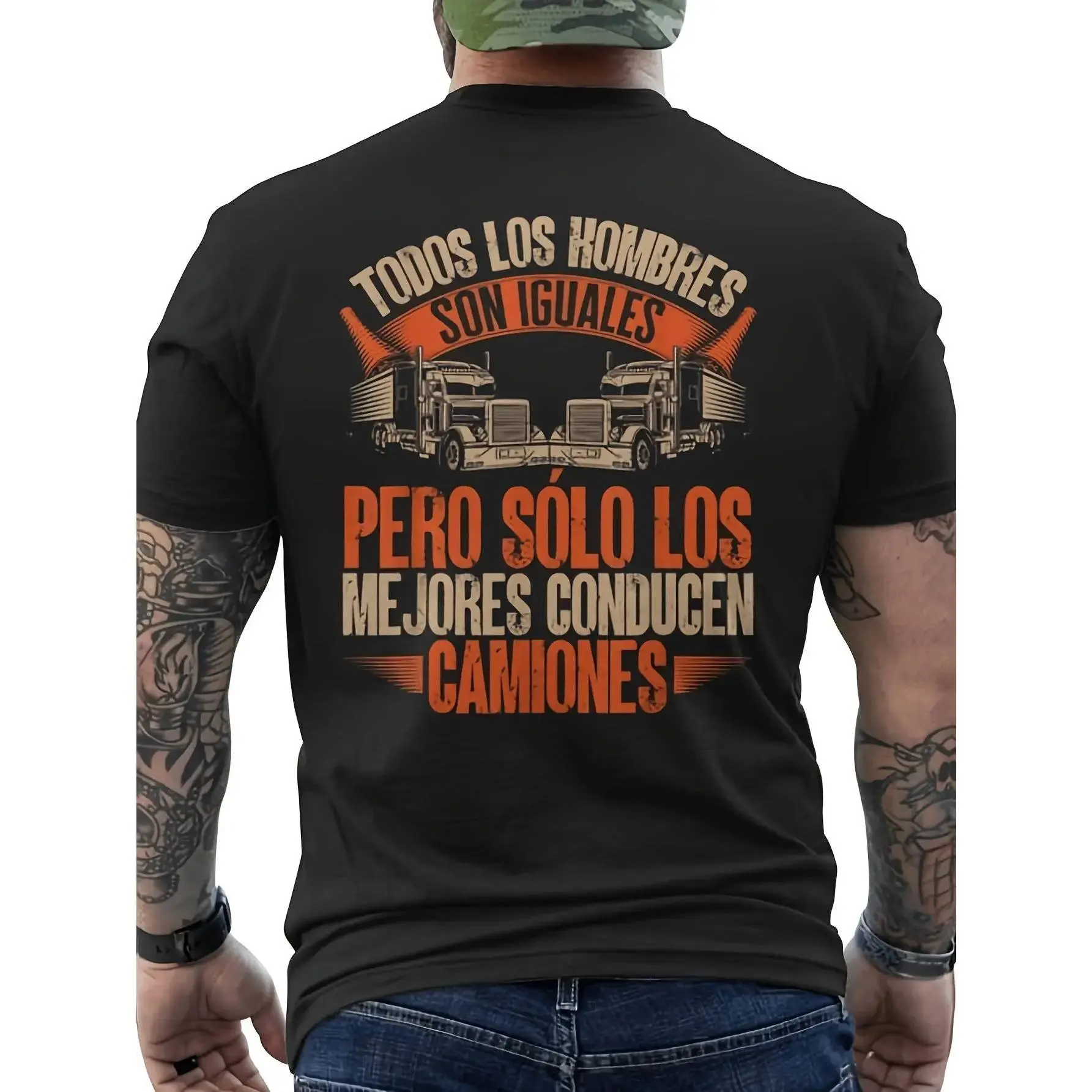 24 Hour Shipping Men’s Back Print Trucker Tee CDL Semi Truck Graphic Short Sleeve Work Casual Top Latino Truck Driver Summer Outdoor Daily Wear Great Gift For Highway Operators Tailgate BBQ Summer Party Outfit