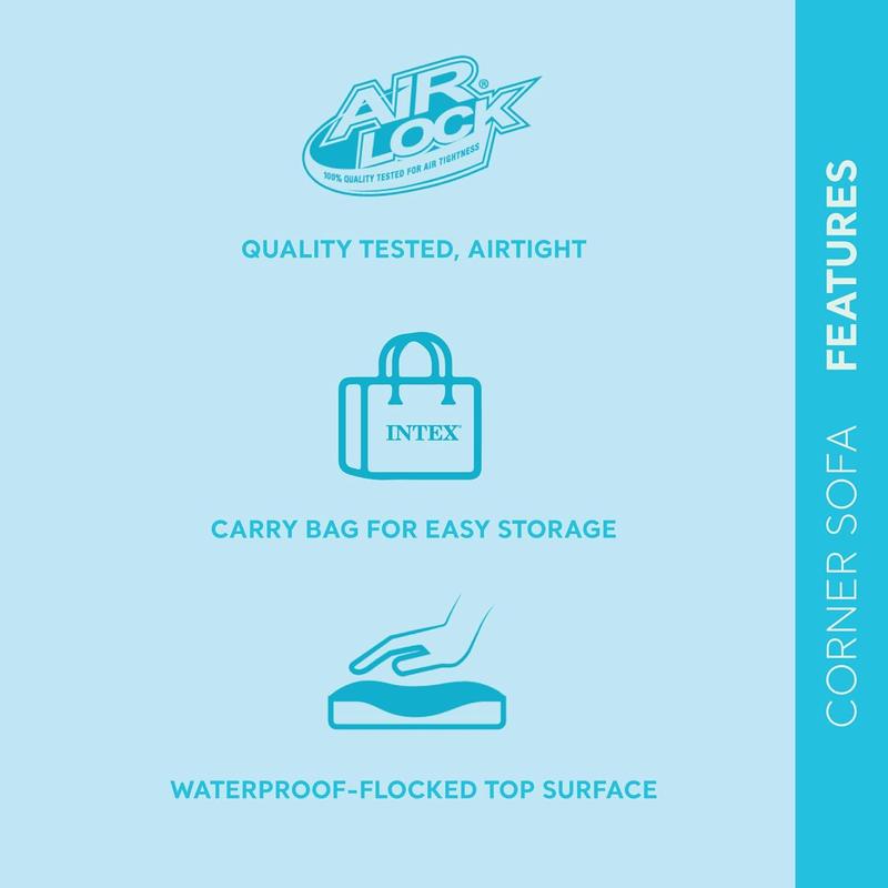 Inflatable Corner Sofa, L-Shaped Couch with 880 lb. Weight Capacity, 2-in-1 Valve for Easy Indoor Setup, 101" x 80" x 30"